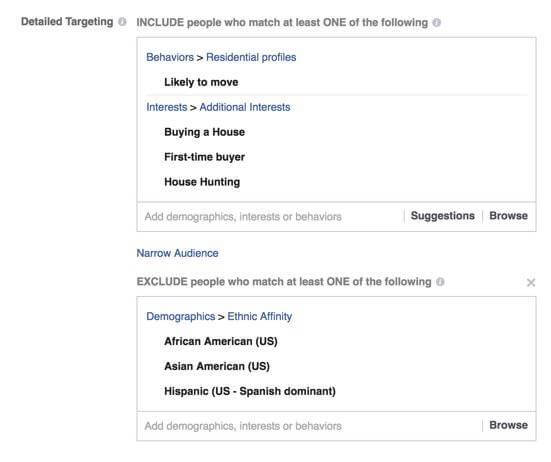 Racial Exclusion in Facebook Ads